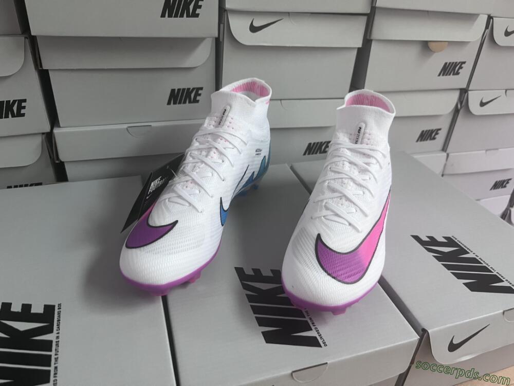 Nike Air Zoom Mercurial Superfly 9 Elite FG High-Tops Football Boots - White/Pink/Purple
