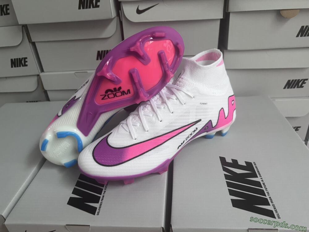 Nike Air Zoom Mercurial Superfly 9 Elite FG High-Tops Football Boots - White/Pink/Purple
