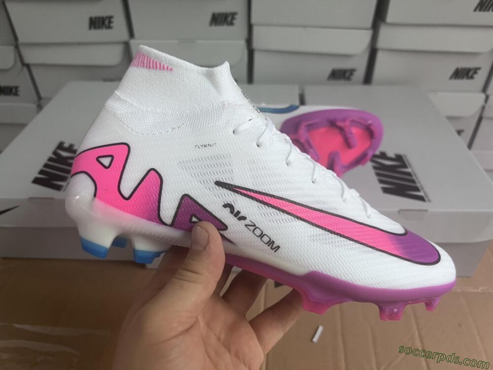 Nike Air Zoom Mercurial Superfly 9 Elite FG High-Tops Football Boots - White/Pink/Purple