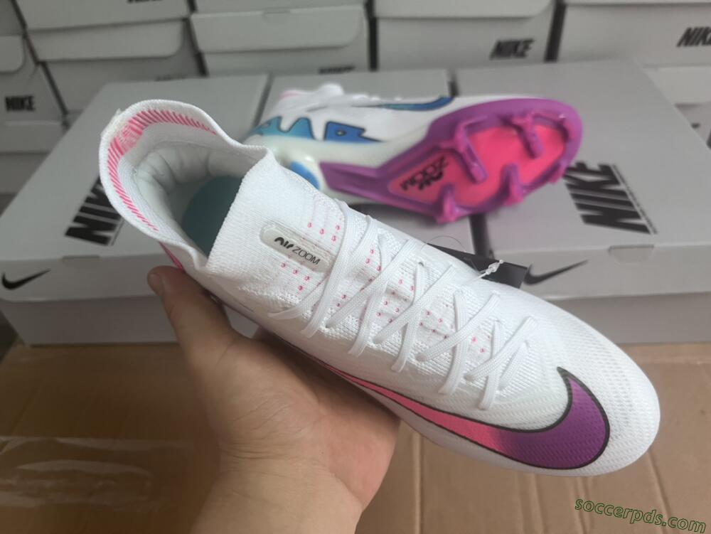 Nike Air Zoom Mercurial Superfly 9 Elite FG High-Tops Football Boots - White/Pink/Purple
