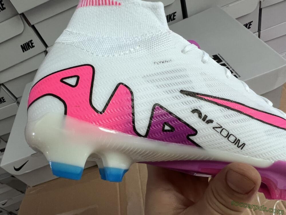 Nike Air Zoom Mercurial Superfly 9 Elite FG High-Tops Football Boots - White/Pink/Purple