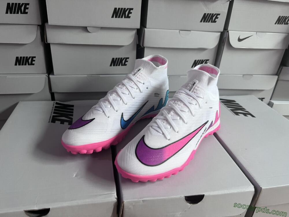Nike Mercurial Superfly 9 Elite TF High-Tops Football Shoes - White/Pink