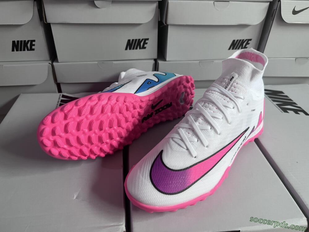 Nike Mercurial Superfly 9 Elite TF High-Tops Football Shoes - White/Pink