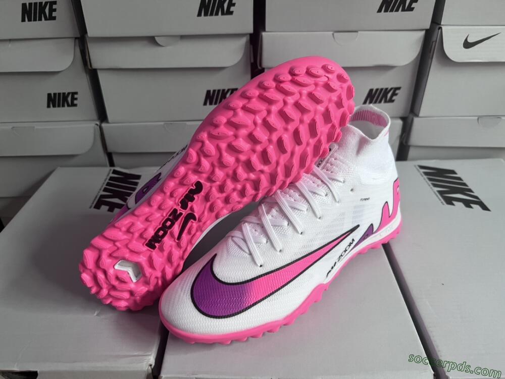 Nike Mercurial Superfly 9 Elite TF High-Tops Football Shoes - White/Pink