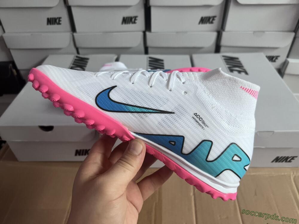 Nike Mercurial Superfly 9 Elite TF High-Tops Football Shoes - White/Pink