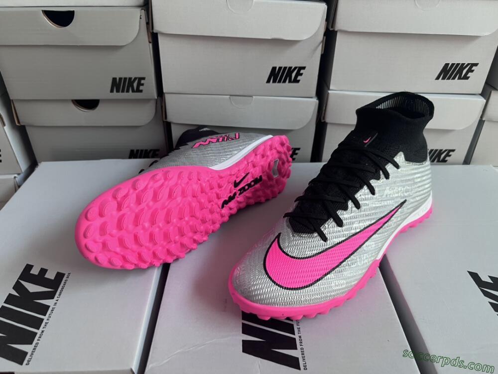 Nike Mercurial Superfly 8 Elite TF High-Tops Football Shoes - Grey/Black/Pink