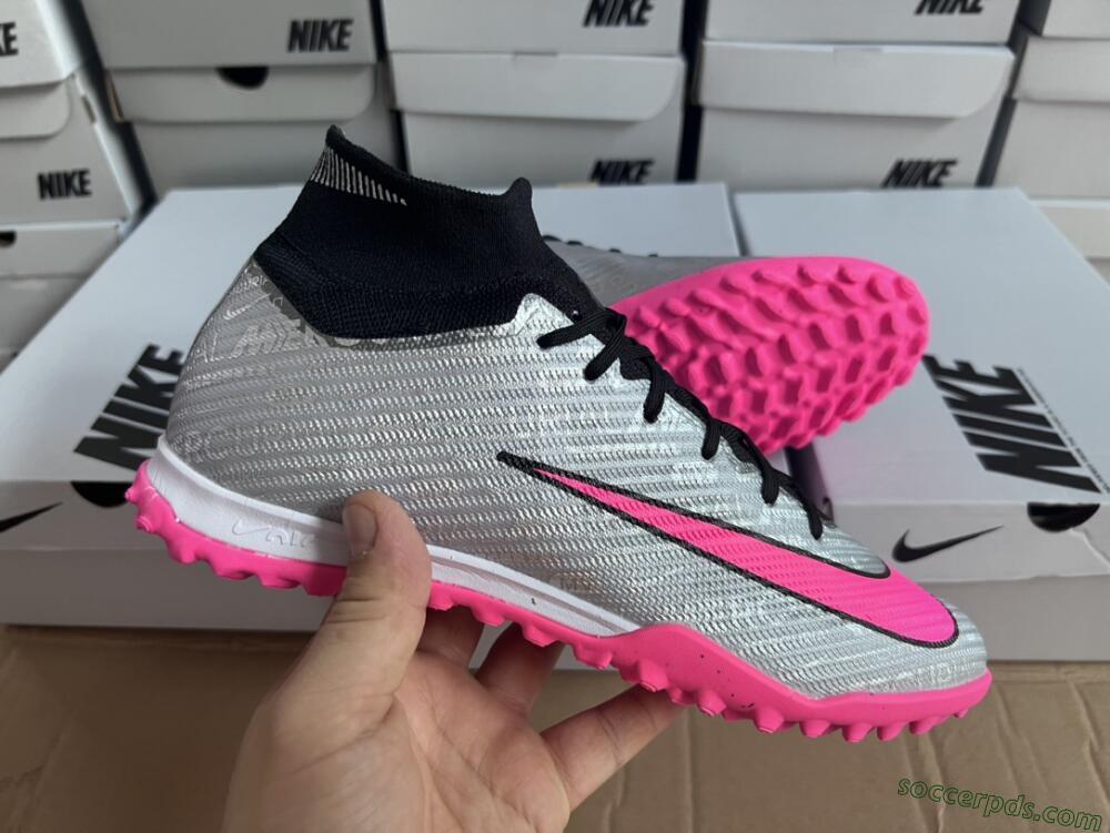 Nike Mercurial Superfly 8 Elite TF High-Tops Football Shoes - Grey/Black/Pink