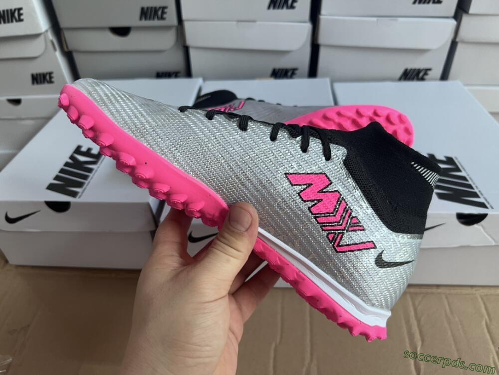 Nike Mercurial Superfly 8 Elite TF High-Tops Football Shoes - Grey/Black/Pink
