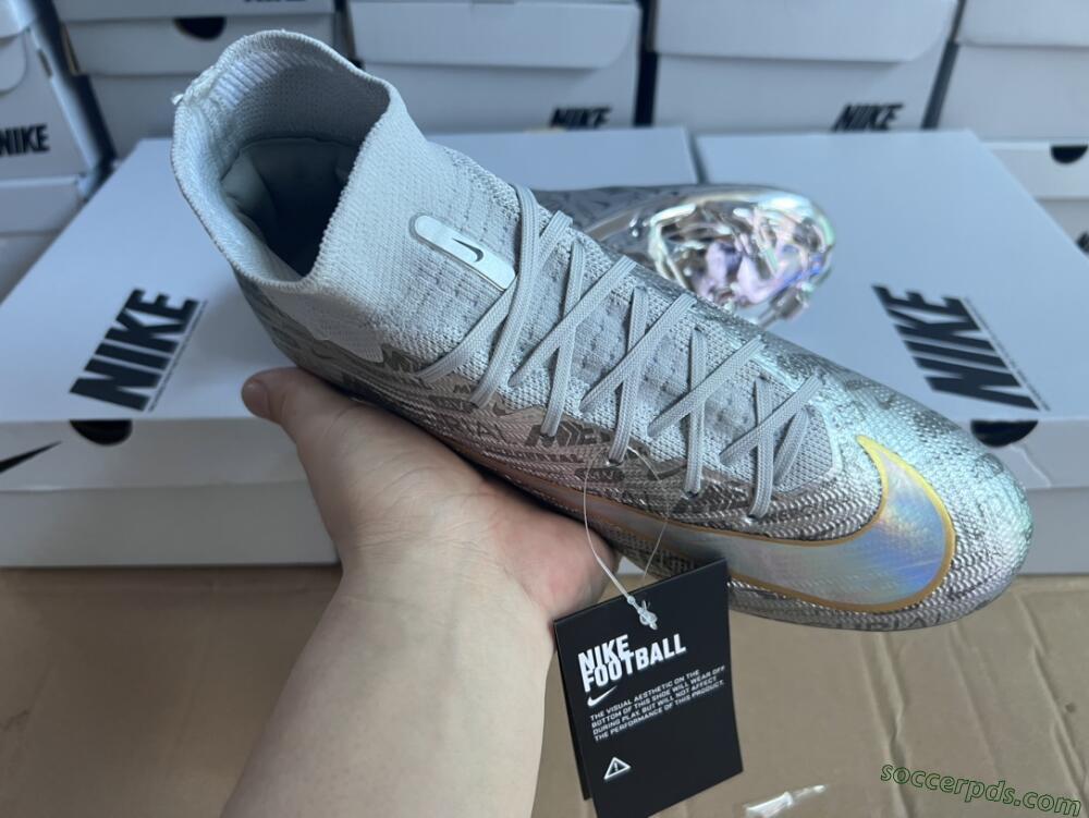 Nike Air Zoom Mercurial Superfly 9 Elite FG High-Tops Football Boots - Silver/Gold