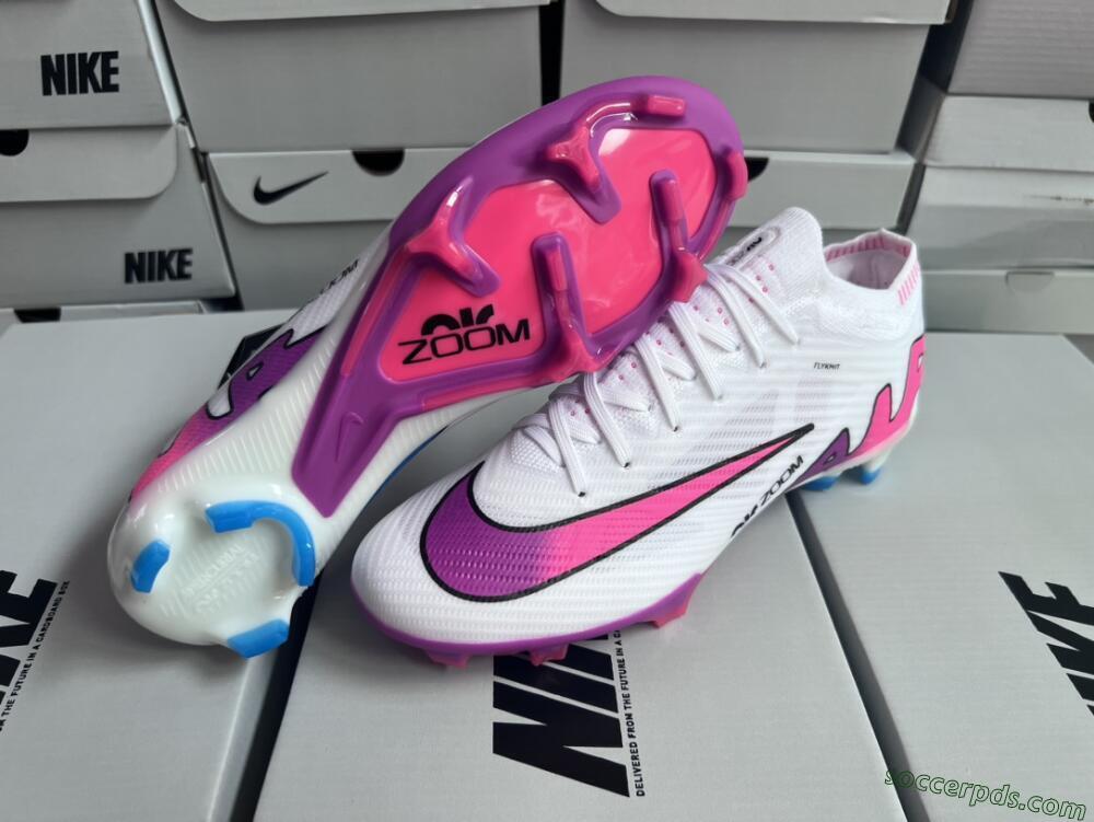 Nike Air Zoom Mercurial Vapor 15 Elite FG Low-Tops Football Boots - White/Pink/Purple