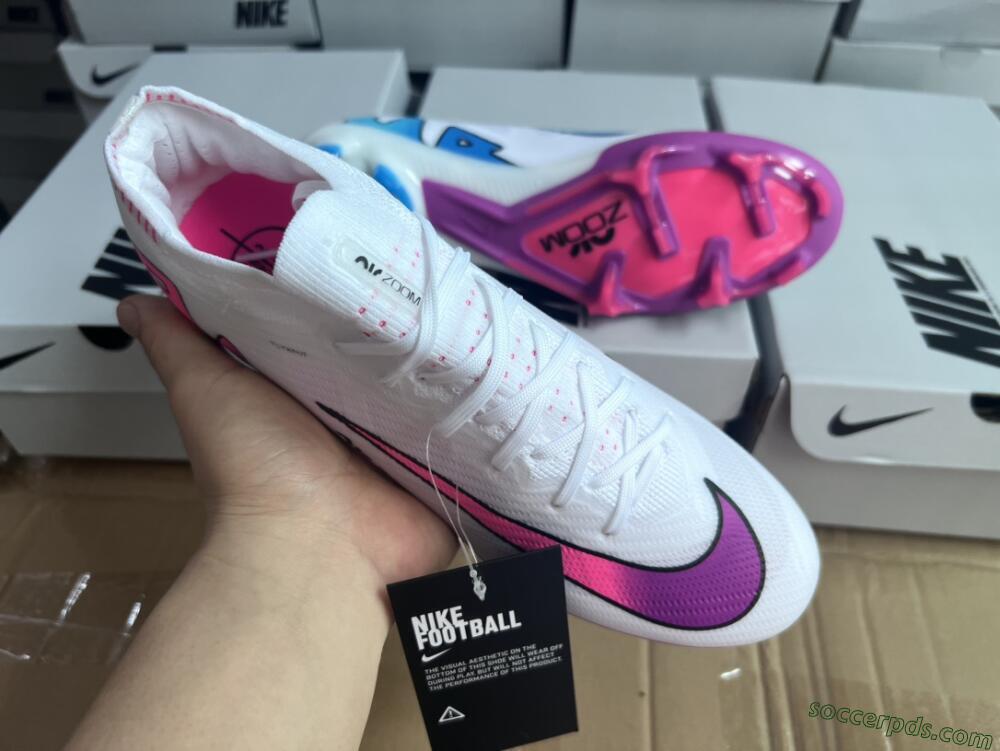 Nike Air Zoom Mercurial Vapor 15 Elite FG Low-Tops Football Boots - White/Pink/Purple