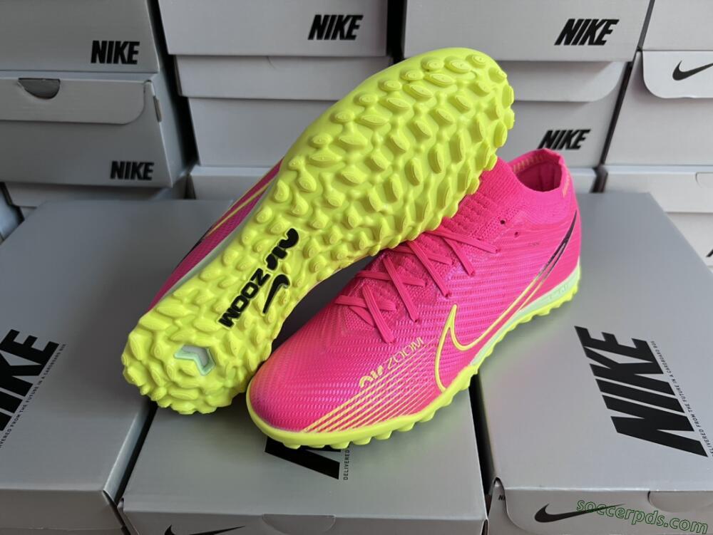 Nike Air Zoom Mercurial Vapor 15 Elite TF Low-Tops Football Shoes - Pink/Green/Black