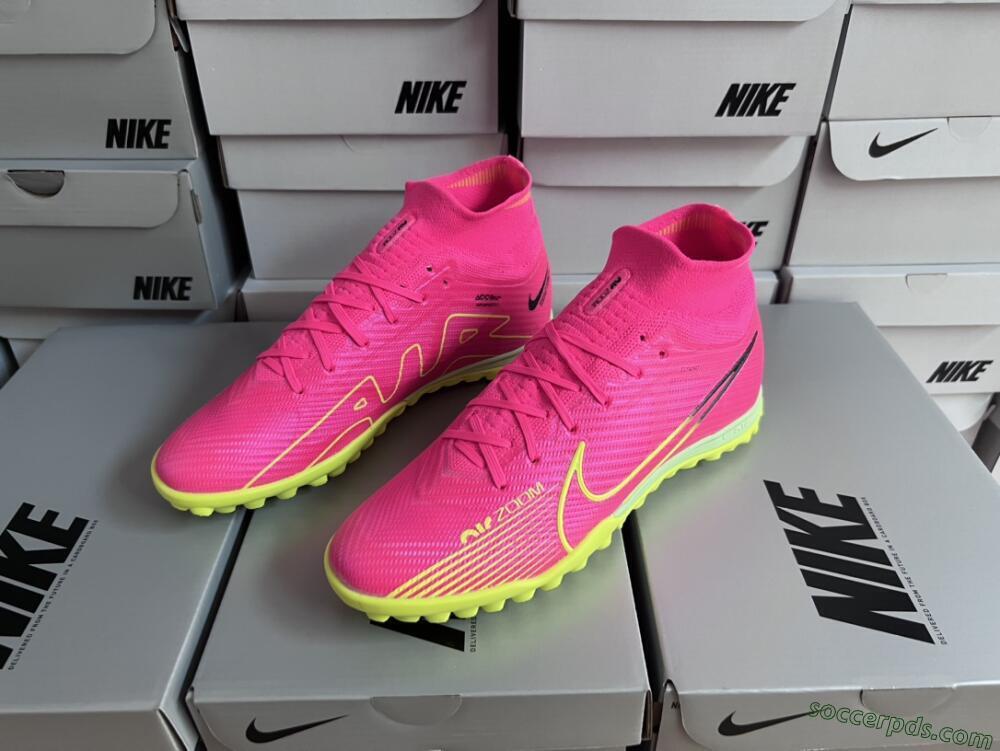 Nike Air Zoom Mercurial Superfly 9 Elite TF High-Tops Football Shoes - Pink/Green/Black