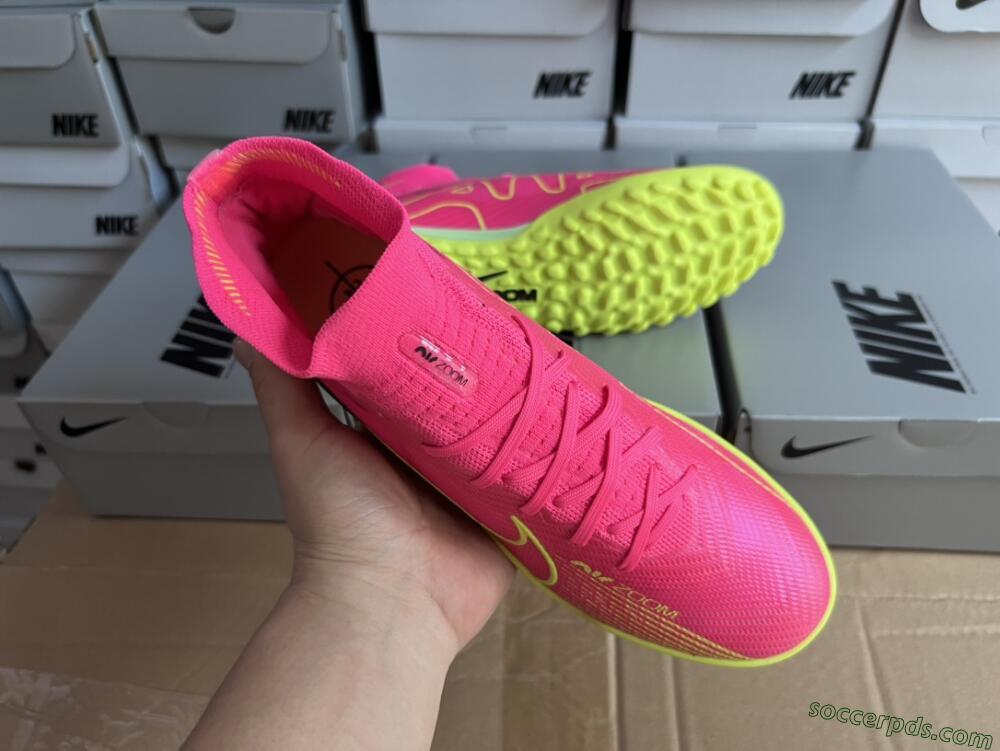 Nike Air Zoom Mercurial Superfly 9 Elite TF High-Tops Football Shoes - Pink/Green/Black