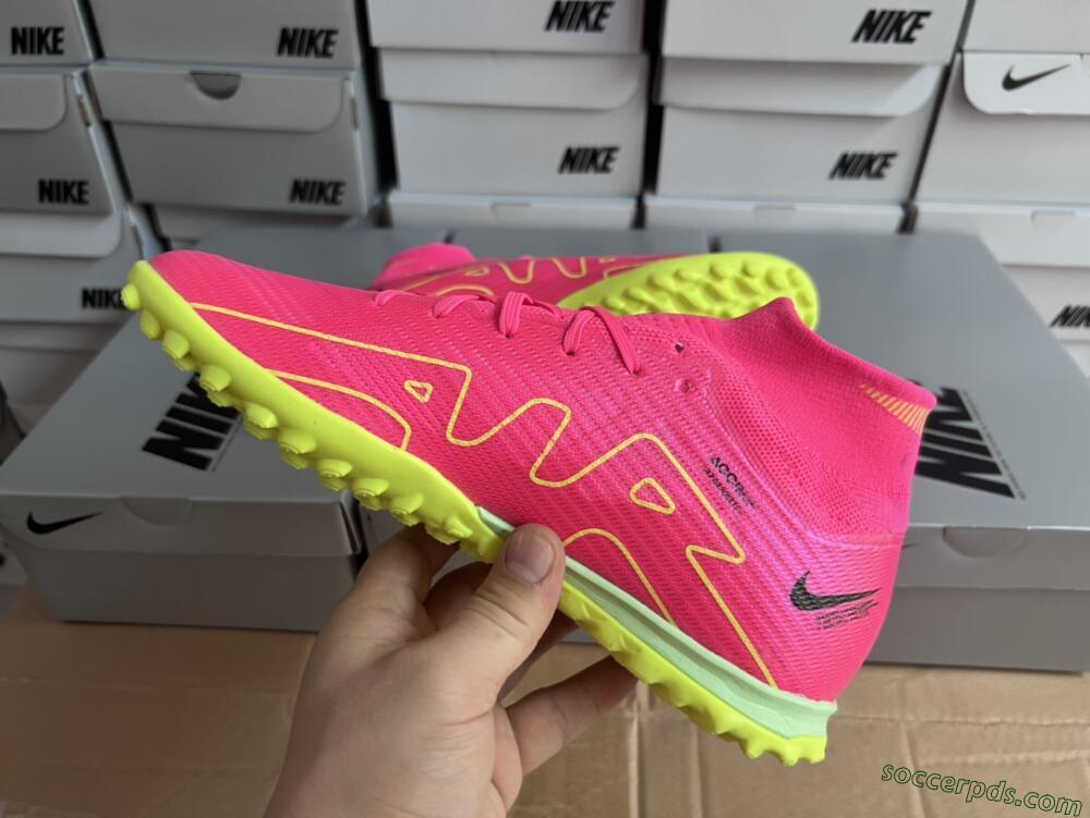 Nike Air Zoom Mercurial Superfly 9 Elite TF High-Tops Football Shoes - Pink/Green/Black