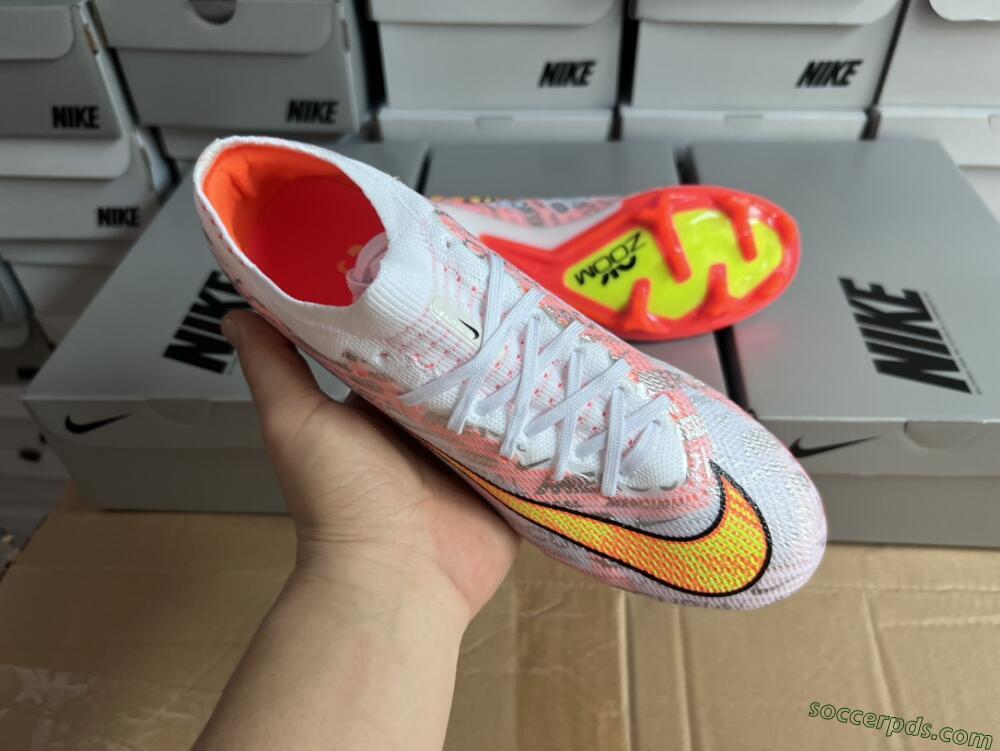 Nike Air Zoom Mercurial Vapor 15 Elite FG Low-Tops Football Boots - White/Orange/Sliver