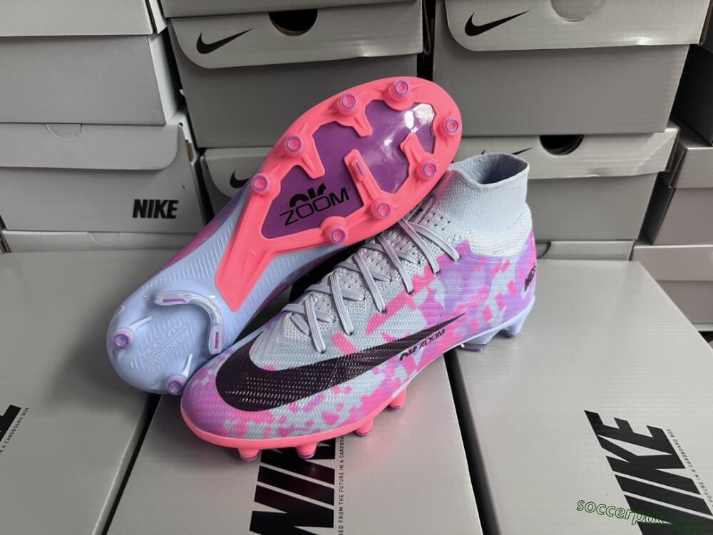 Nike Air Zoom Mercurial Superfly 9 Elite AG High-Tops Football Boots - Blue/Purple/Pink
