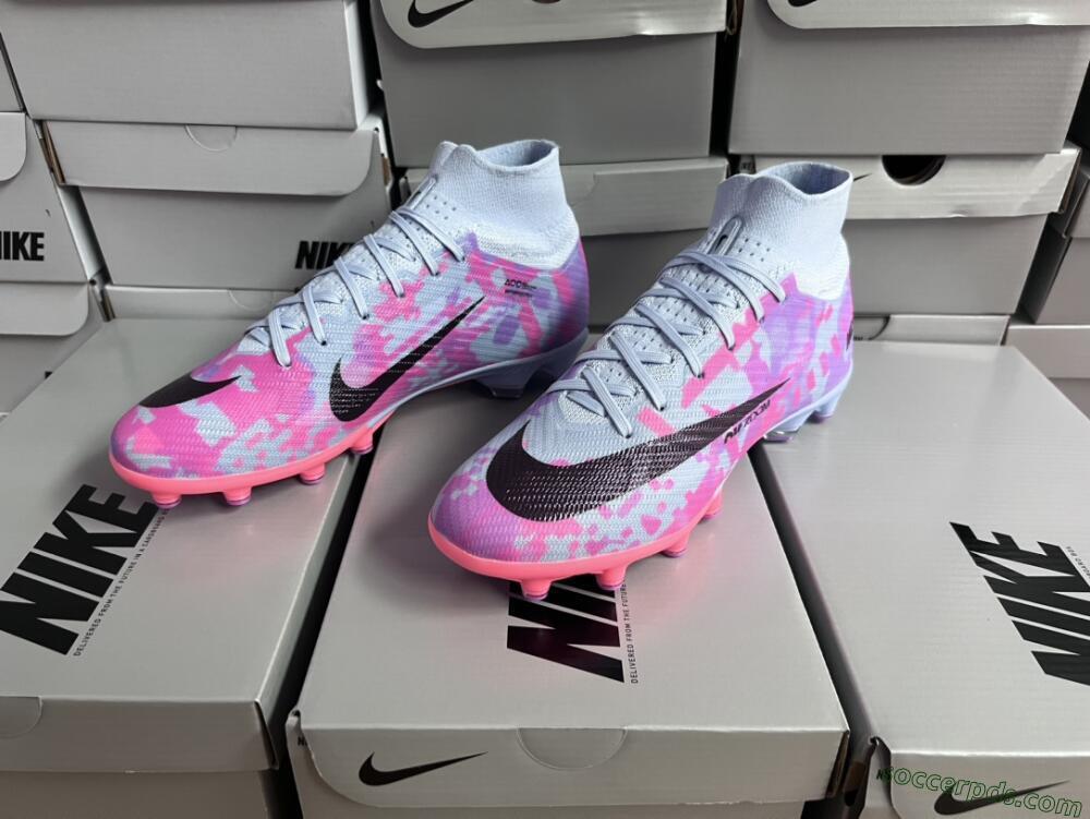 Nike Air Zoom Mercurial Superfly 9 Elite AG High-Tops Football Boots - Blue/Purple/Pink
