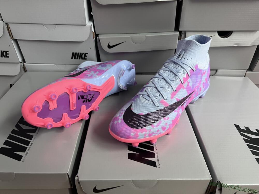 Nike Air Zoom Mercurial Superfly 9 Elite AG High-Tops Football Boots - Blue/Purple/Pink