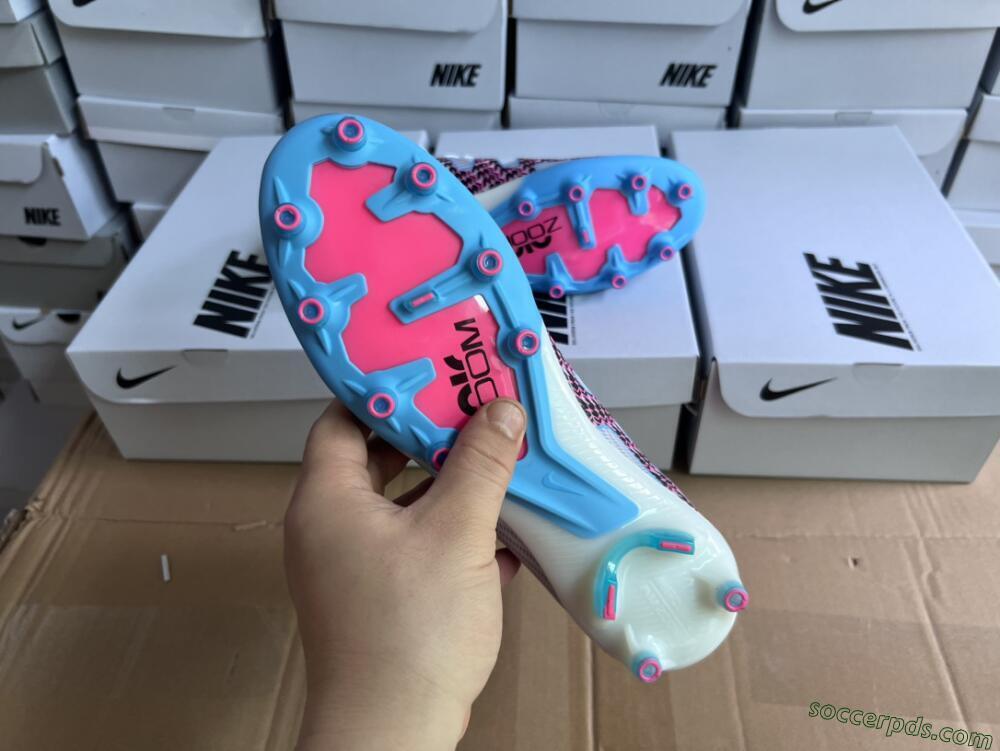 Nike Air Zoom Mercurial Superfly 9 Elite AG High-Tops Football Boots - White/Blue/Pink