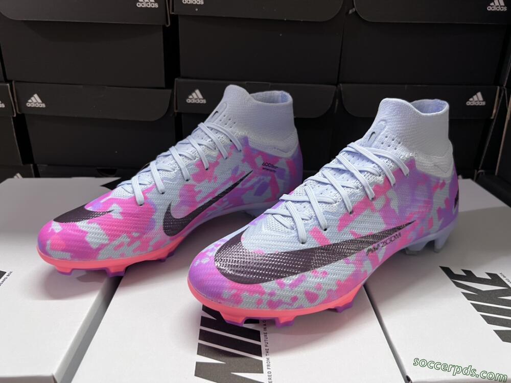 Nike Air Zoom Mercurial Superfly 9 Elite FG High-Tops Football Boots - Blue/Purple/Pink