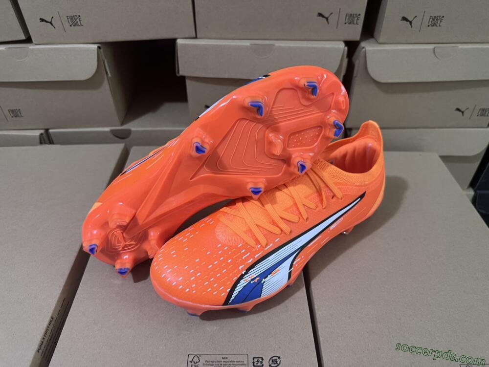 Puma Ultra Ultimate FG Low-Tops Football Boots - Orange/White/Blue