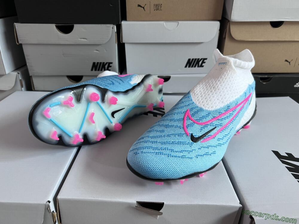 Nike Phantom GX Elite DF FG High-Tops Football Boots - Blue/White/Pink