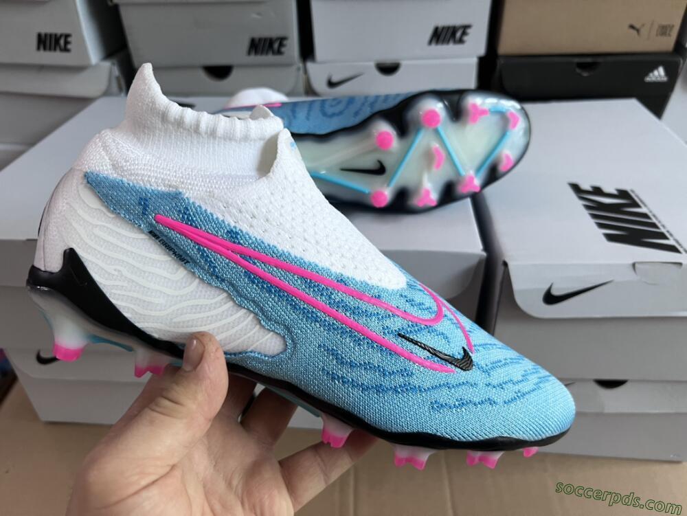 Nike Phantom GX Elite DF FG High-Tops Football Boots - Blue/White/Pink