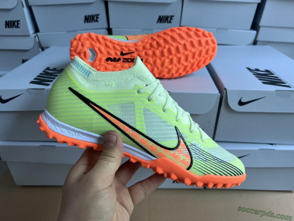 Nike Air Zoom Mercurial Vapor 15 Elite TF Low-Tops Football Shoes - Green/Black/Orange