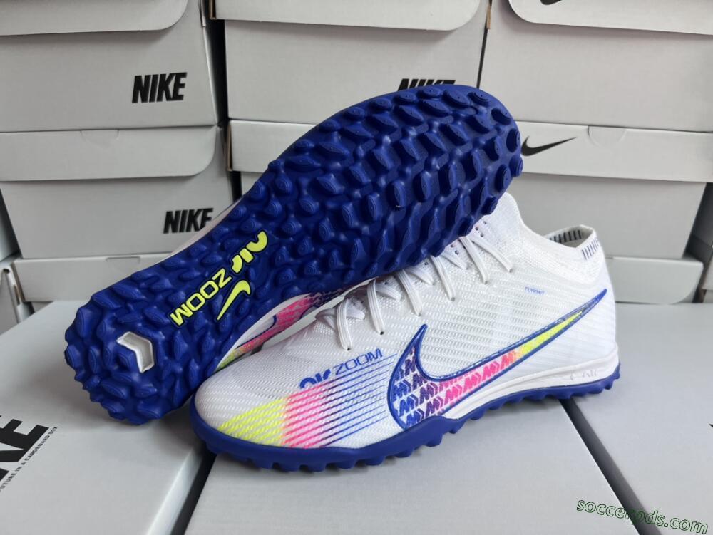 Nike Air Zoom Mercurial Vapor 15 Elite TF Low-Tops Football Shoes - White/Blue/Pink
