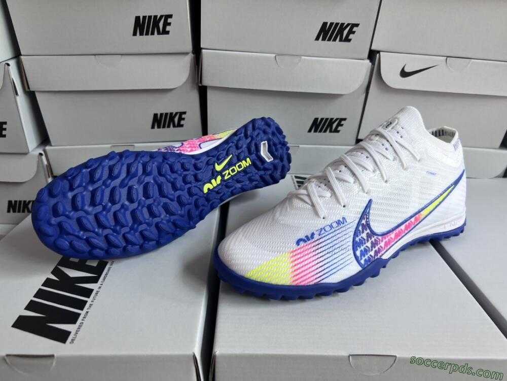 Nike Air Zoom Mercurial Vapor 15 Elite TF Low-Tops Football Shoes - White/Blue/Pink