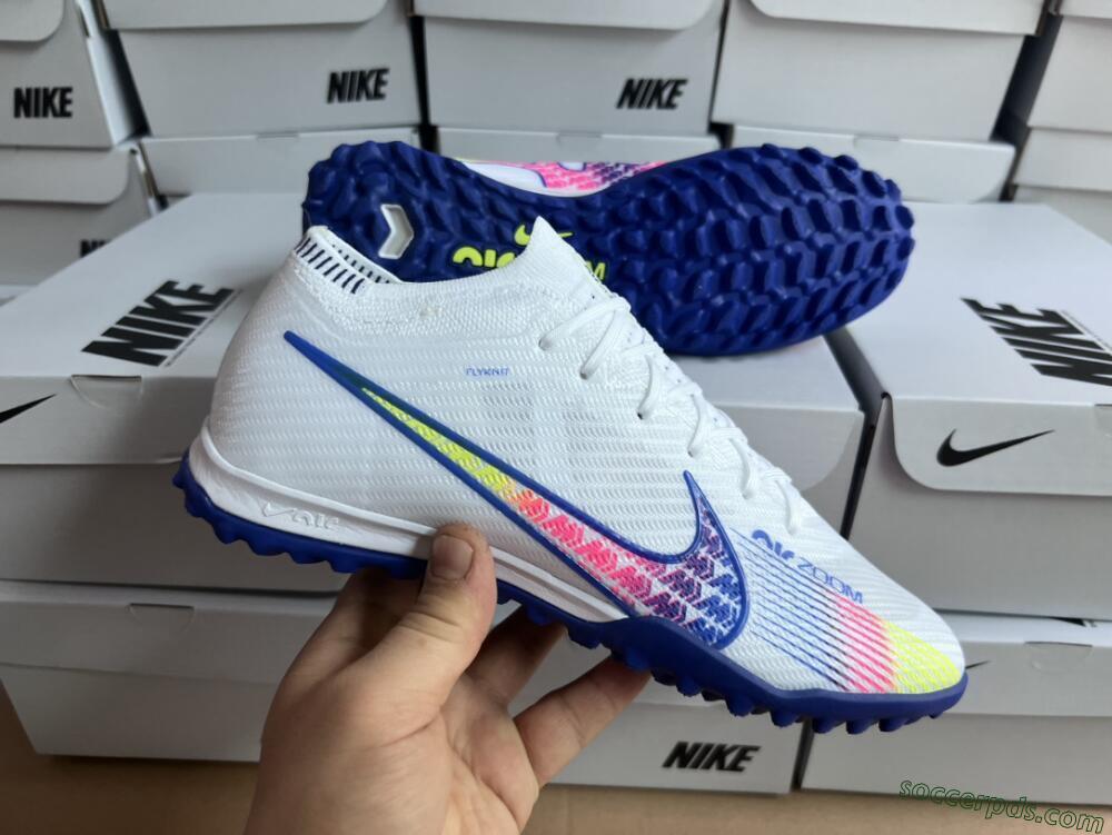 Nike Air Zoom Mercurial Vapor 15 Elite TF Low-Tops Football Shoes - White/Blue/Pink