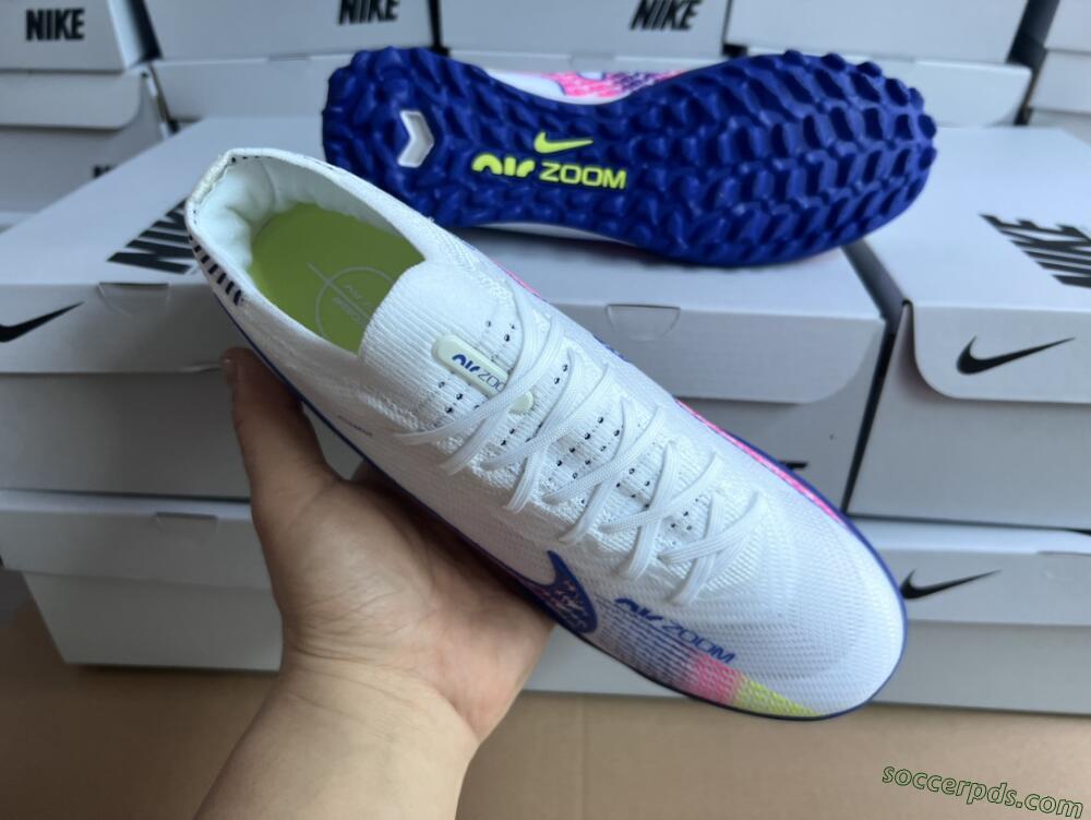 Nike Air Zoom Mercurial Vapor 15 Elite TF Low-Tops Football Shoes - White/Blue/Pink