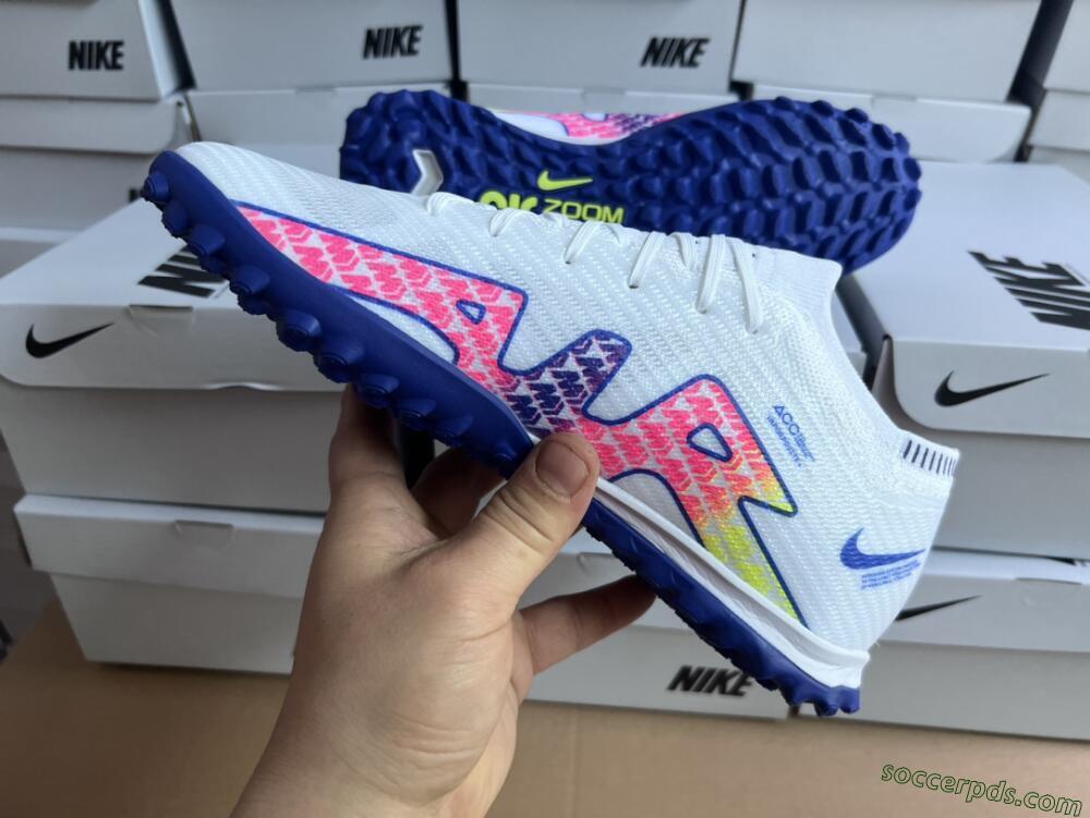Nike Air Zoom Mercurial Vapor 15 Elite TF Low-Tops Football Shoes - White/Blue/Pink