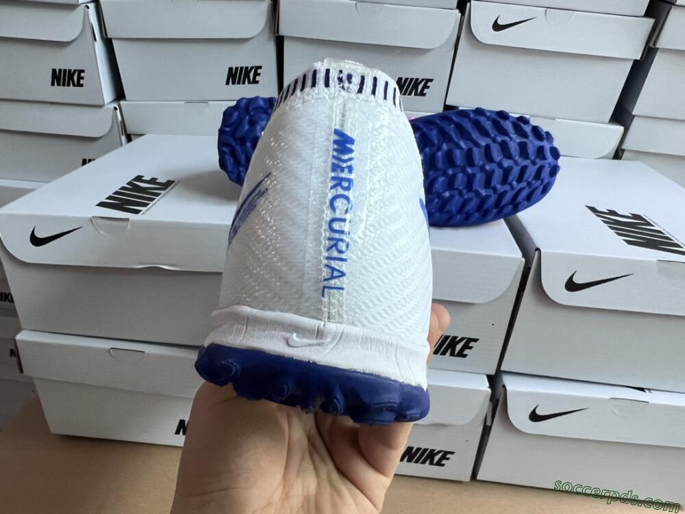 Nike Air Zoom Mercurial Vapor 15 Elite TF Low-Tops Football Shoes - White/Blue/Pink