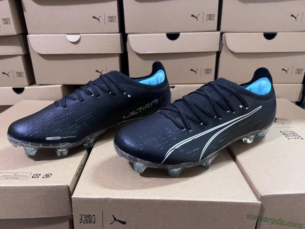 Puma Ultra Ultimate FG Low-Tops Football Boots - Black/White/Blue