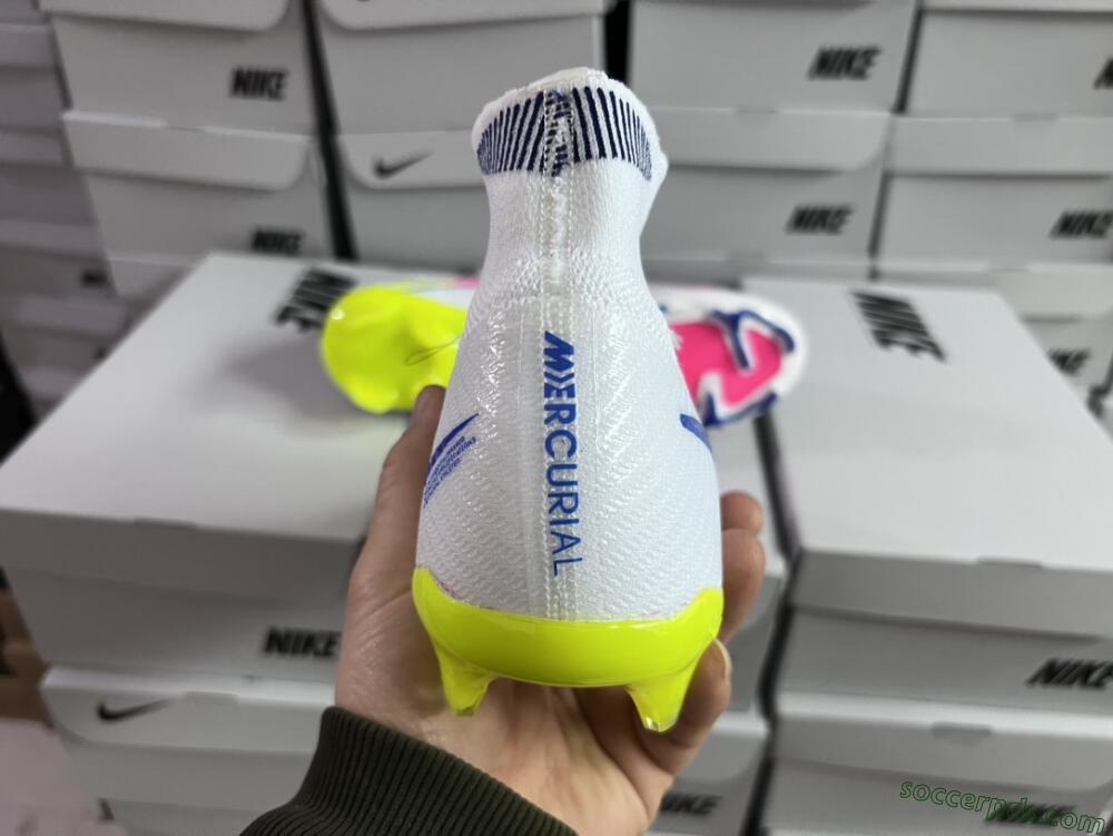 Nike Air Zoom Mercurial Superfly 9 Elite FG High-Tops Football Boots - White/Blue/Pink/Green