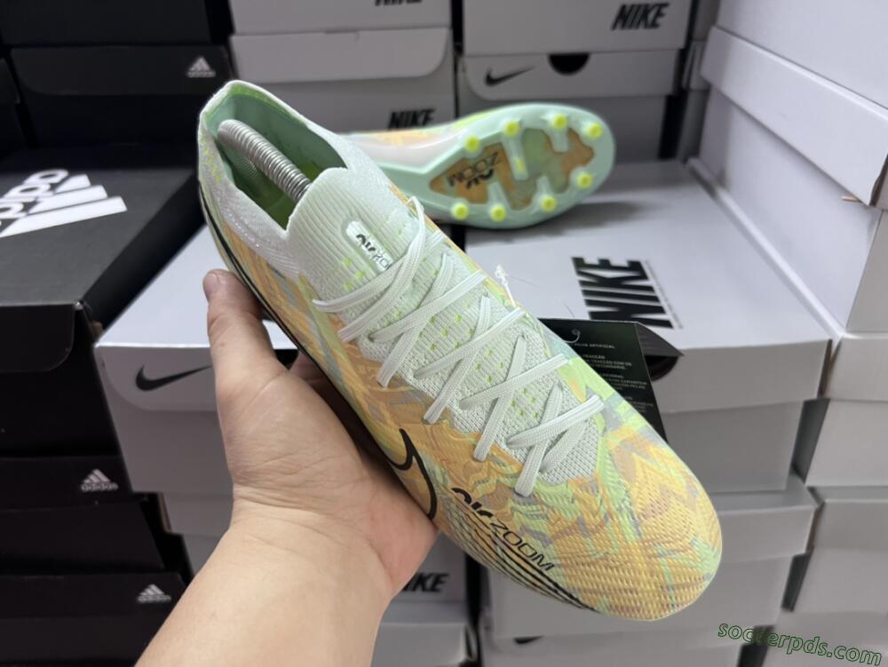 Nike Air Zoom Mercurial Vapor 15 Elite AG Low-Tops Football Boots - White/Green/Orange