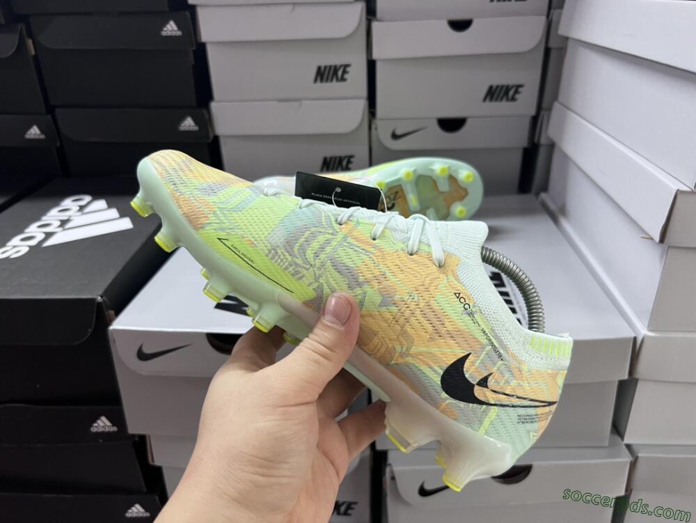 Nike Air Zoom Mercurial Vapor 15 Elite AG Low-Tops Football Boots - White/Green/Orange