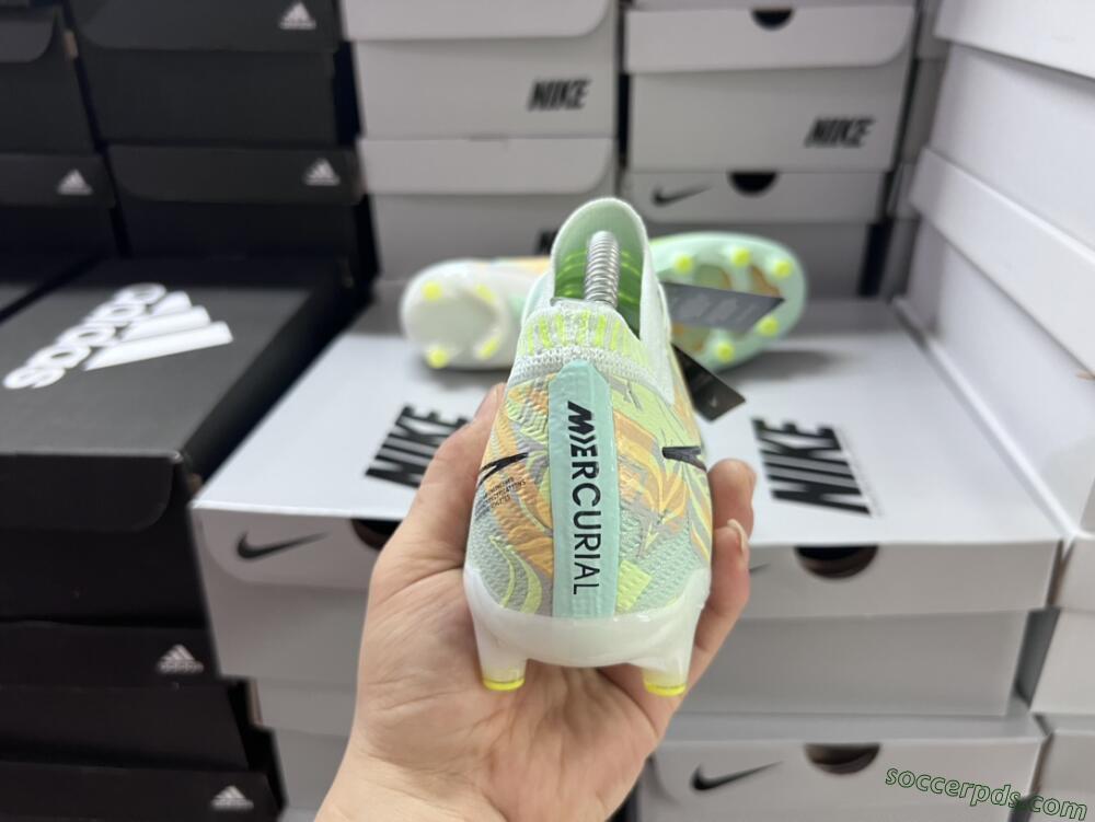 Nike Air Zoom Mercurial Vapor 15 Elite AG Low-Tops Football Boots - White/Green/Orange