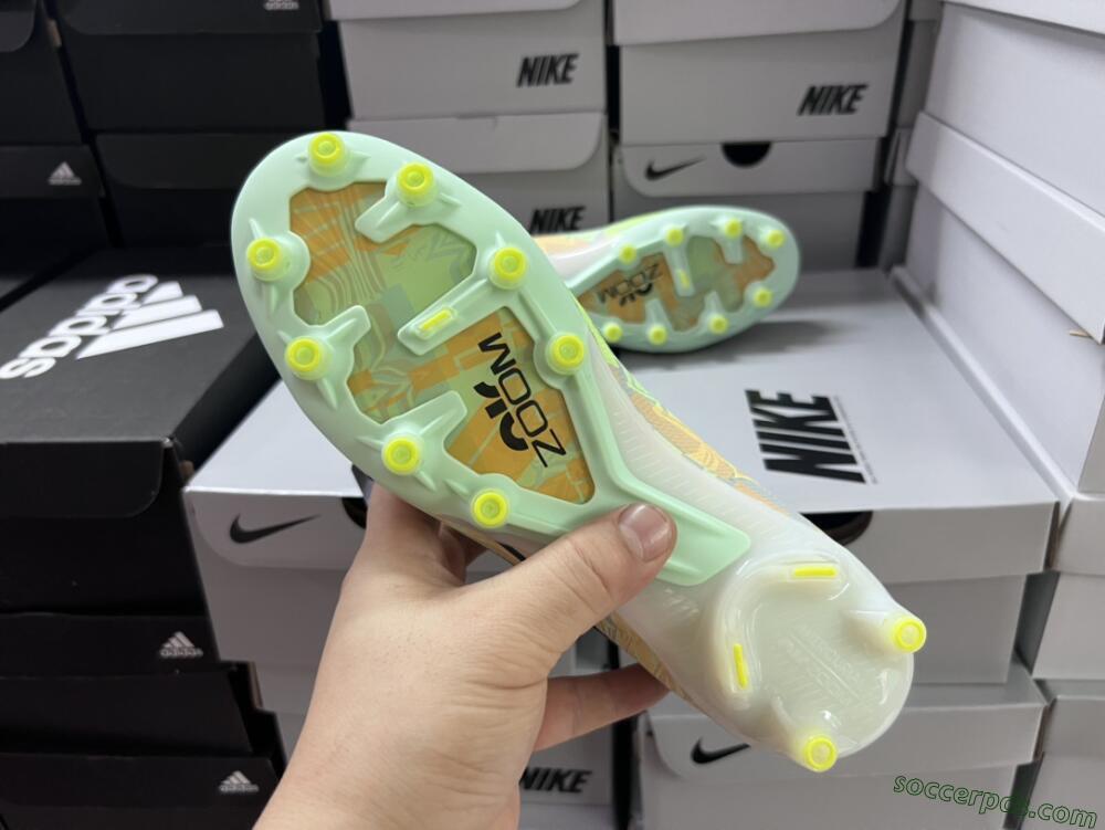 Nike Air Zoom Mercurial Vapor 15 Elite AG Low-Tops Football Boots - White/Green/Orange