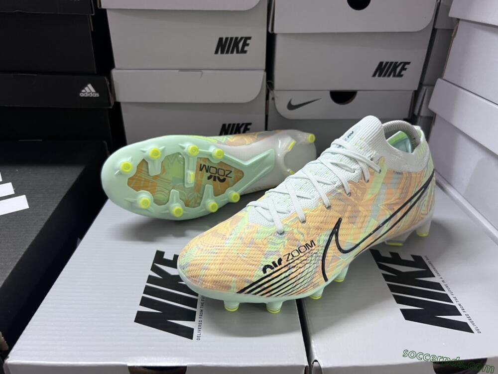 Nike Air Zoom Mercurial Vapor 15 Elite AG Low-Tops Football Boots - White/Green/Orange