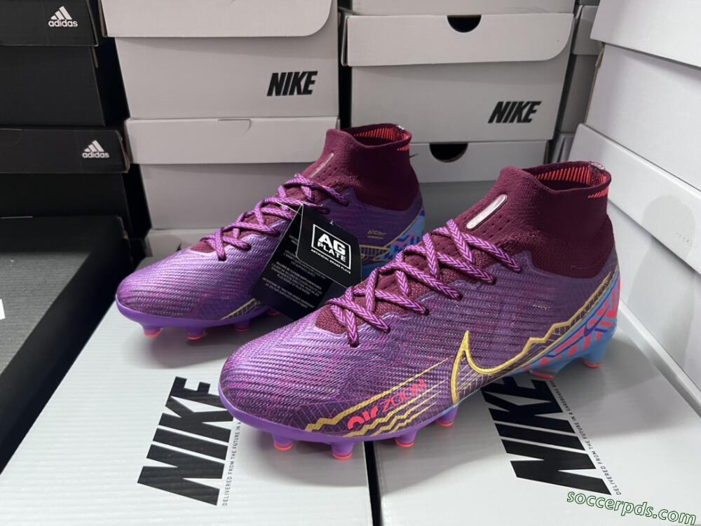 Nike Air Zoom Mercurial Superfly 9 Elite AG High-Tops Football Boots - Red/Gold/Blue