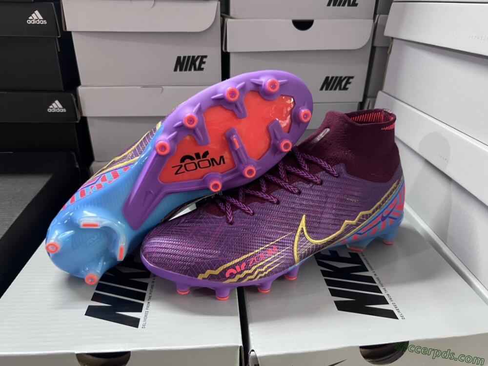 Nike Air Zoom Mercurial Superfly 9 Elite AG High-Tops Football Boots - Red/Gold/Blue
