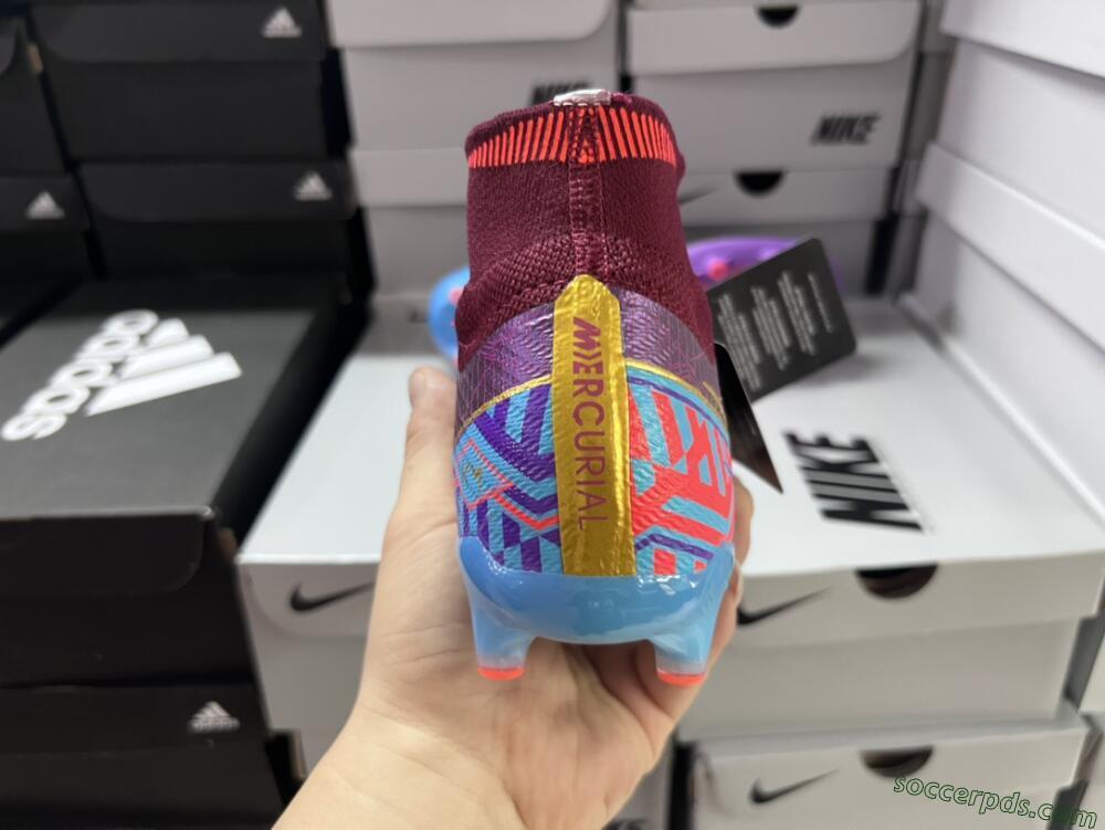 Nike Air Zoom Mercurial Superfly 9 Elite AG High-Tops Football Boots - Red/Gold/Blue