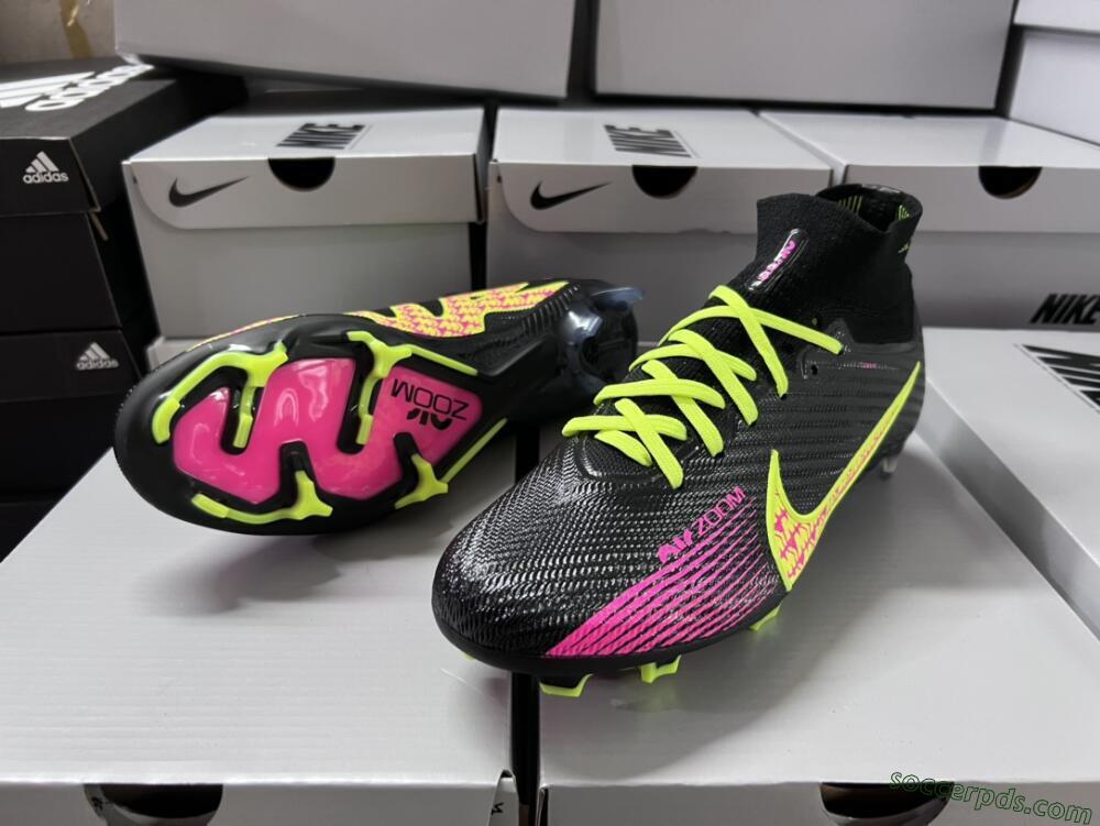 Nike Air Zoom Mercurial Superfly 9 Elite FG High-Tops Football Boots - Black/Yellow/Pink