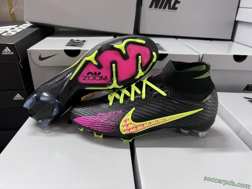 Nike Air Zoom Mercurial Superfly 9 Elite FG High-Tops Football Boots - Black/Yellow/Pink