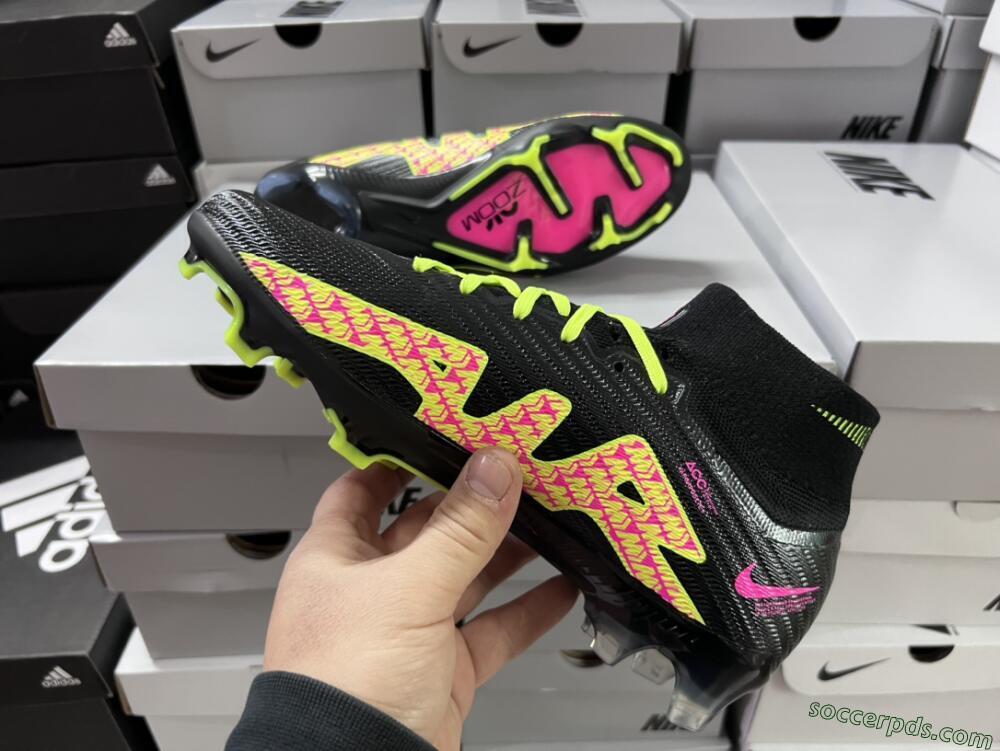 Nike Air Zoom Mercurial Superfly 9 Elite FG High-Tops Football Boots - Black/Yellow/Pink
