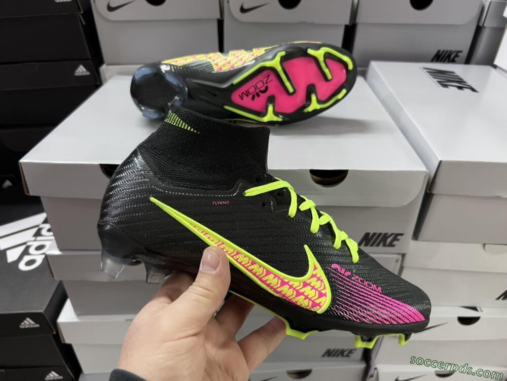 Nike Air Zoom Mercurial Superfly 9 Elite FG High-Tops Football Boots - Black/Yellow/Pink