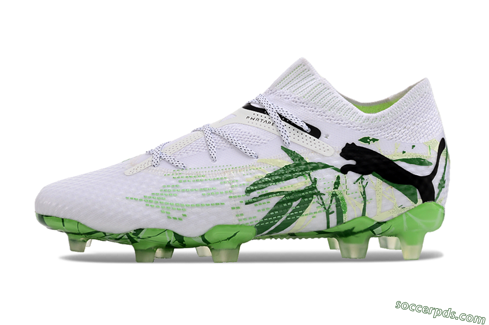 Puma Future 7 Ultimate FG Low-Tops Football Boots - White/Black/Green 2